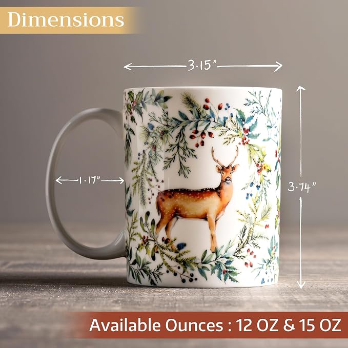 Maison d' Hermine Coffee Mug with Handles Tea Cups (12 Ounce, Pack of 1) | Fine Bone China Coffee Mugs for Hot Beverages Cappuccino Latte Home Restaurant Hotel Spring Summer -Holly Time - Biche - Image 4