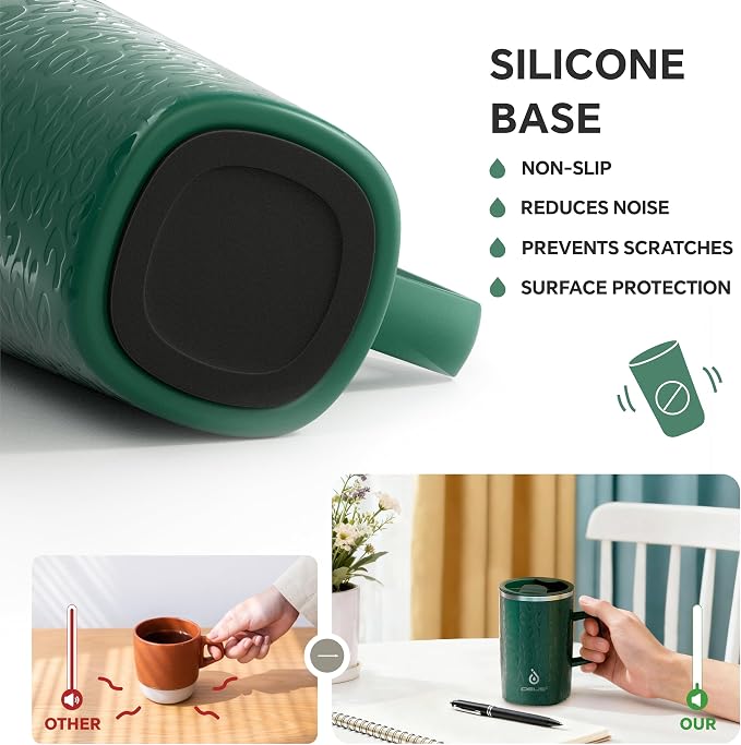 Ideus 16oz Insulated Stainless Steel Coffee Mug with Lid Leopard Dark Green | Perfect for home, office, or daily use| Easy to clean wide mouth| Sweat-proof| On the go - Image 5
