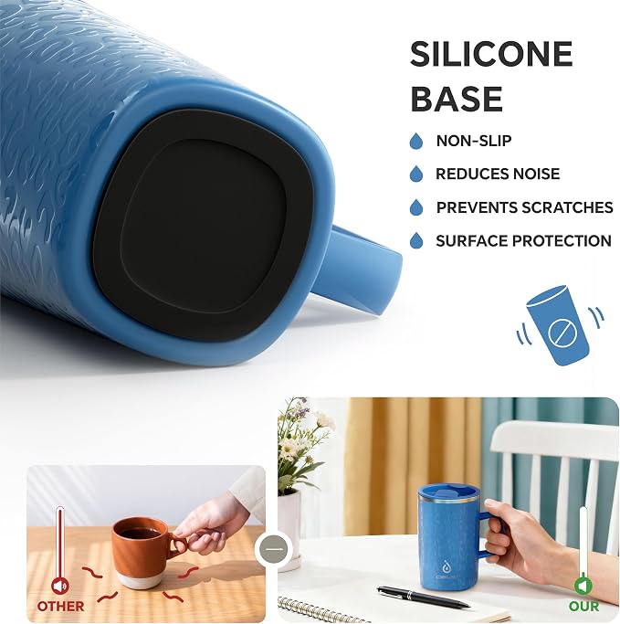 Ideus 16 oz Insulated Stainless Steel Coffee Mug with Lid, Leopard Blue | Perfect for home, office, or daily use| Easy to clean wide mouth| Sweat-proof| On the go - Image 5