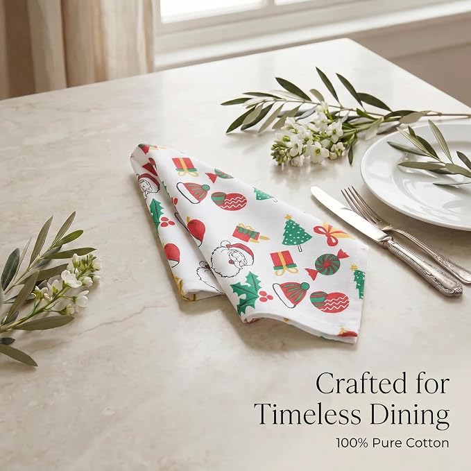 Urban Villa Cloth Napkins Cotton 20x20 (Set of 12) Xmas Print - Image 8