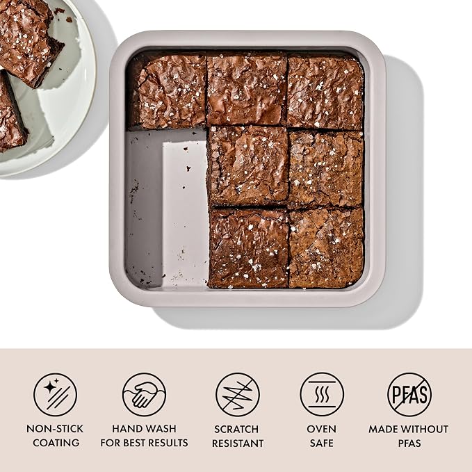 OXO Good Grips Non-Stick Pro Ceramic Coated Metal Bakeware 9” Square Cake Pan – Biscuit - Image 2