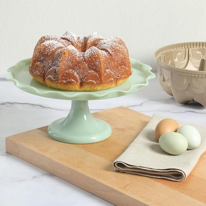 Martha Stewart Dunelle Decorative Fluted Cast Aluminun Round Cake Pan – 10-Cup Nonstick Tube Pan, Champagne Gold Bakeware - Image 4