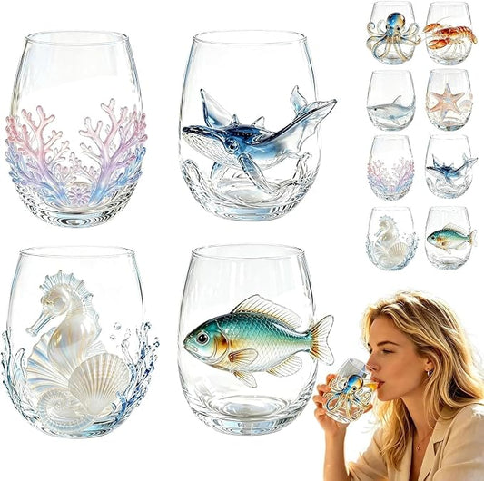 Artisan Blue Octopus Glassware Handmade 3D Ocean Decor Gift by Unknown