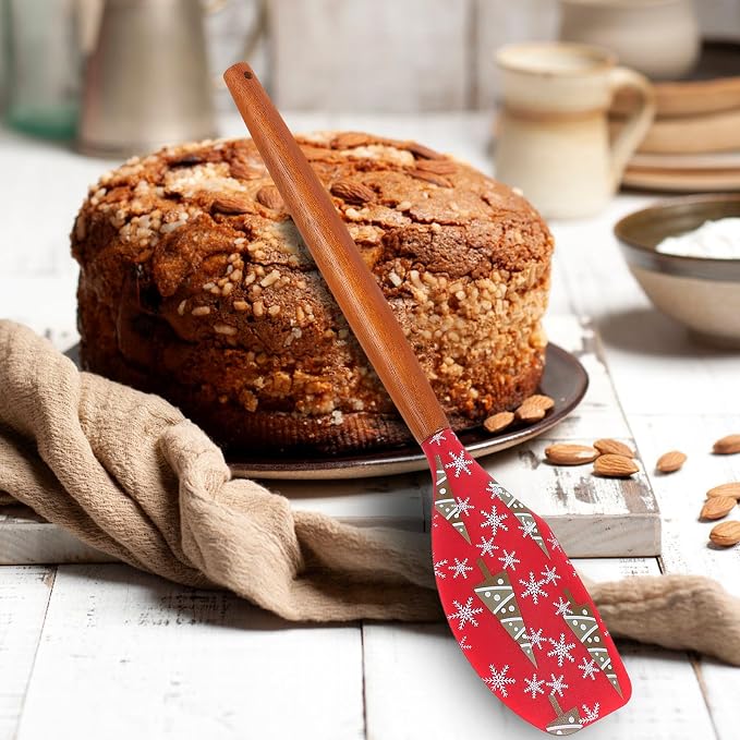 2pcs Christmas Silicone Spatula for Baking and Mixing, Multi-functional Butter Scraper with Wooden Handle, Convenient Kitchen Tool for Desserts and Cake Preparation - Image 4