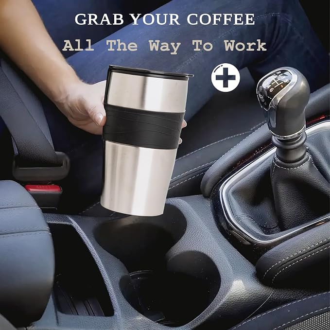 Mixpresso Single Serve & Single Cup Coffee Maker with 14oz Travel Mug Black | For ground coffee only, reusable filter, auto shut off. Compact personal drip coffee maker, not compatible with K-Cup pods. - Image 8
