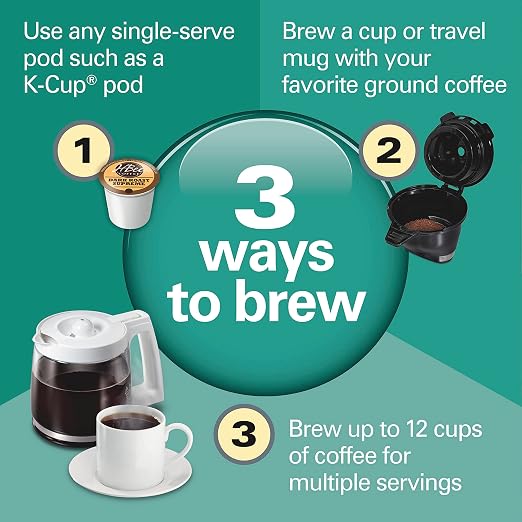 Hamilton Beach FlexBrew Trio 2-Way Coffee Maker, Compatible with K-Cup Pods or Grounds, Combo, Single Serve & Full 12 Cup Coffee Pot, White, Fast Brewing, Removeable Reservoir - Image 2