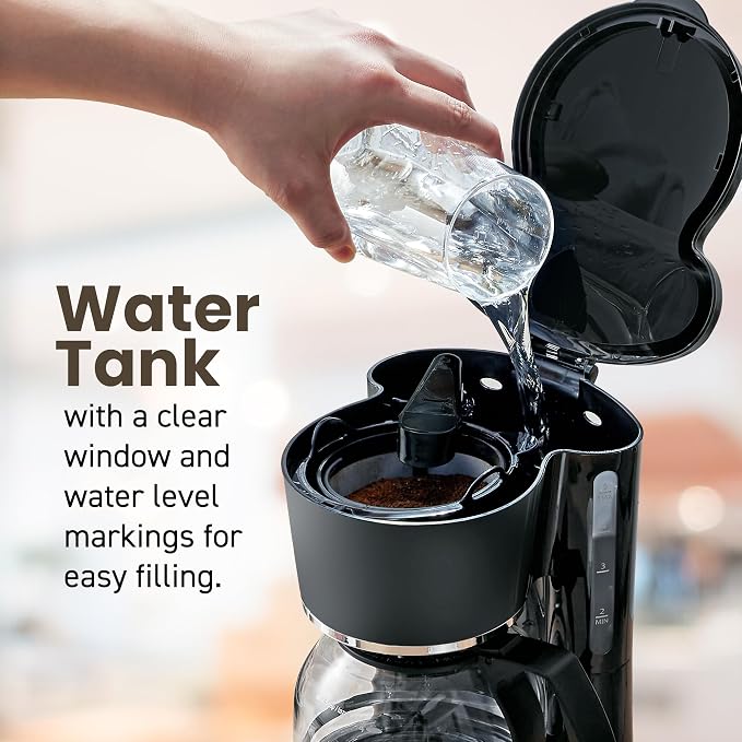 Elite Gourmet EHC-5055 Automatic 5-Cup Brew & Drip Coffee Maker with Pause N Serve Reusable Filter, On/Off Switch, Water Level Indicator - Image 3