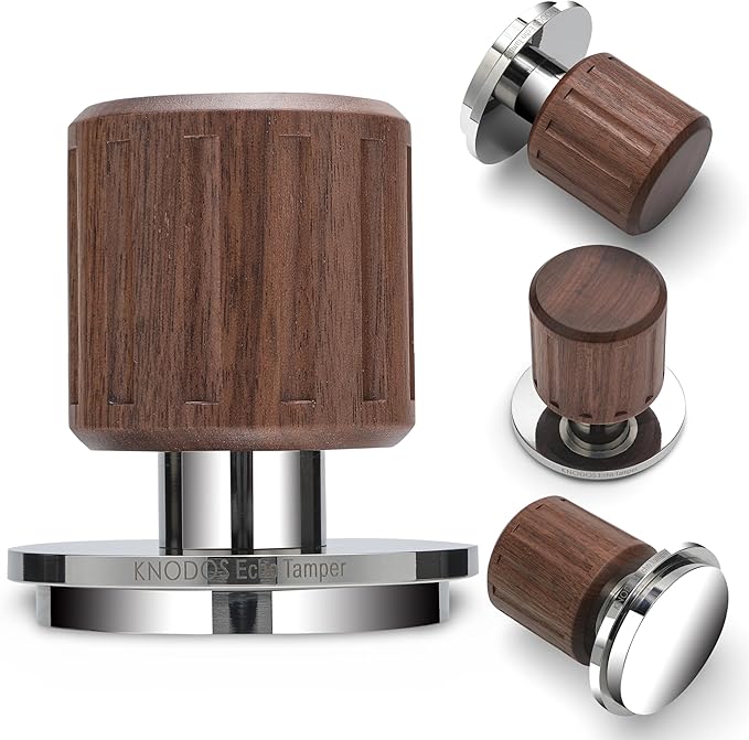 Echo Tamper 58mm – Walnut Calibrated Coffee Tamper with Click Feedback, Stainless Steel Base – Premium 30LB Spring-Loaded Espresso Tool for Perfectly Even Tamping Pressure