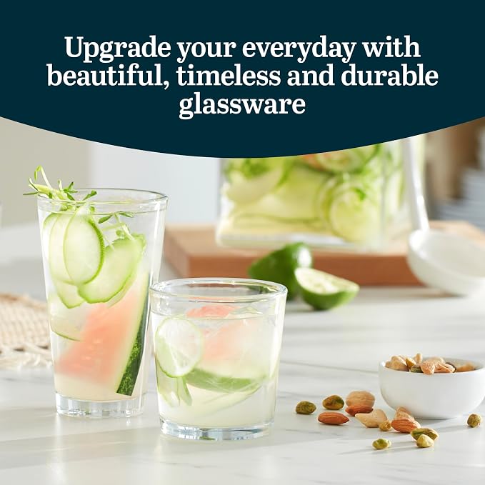 Libbey Preston Tumbler & Rocks Drinking Glasses Set of 16, All-Purpose Cups | 16 oz and 13 oz Capacities for Water, Juice, Cocktails, and More with Wide Mouths and Dishwasher-Safe Cleanup - Image 2