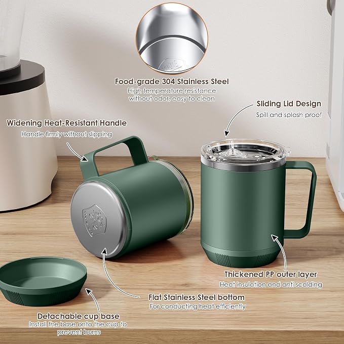 Felibeaco Coffee Mug Warmer & Mug Set for Desk, Smart Coffee Cup Warmer with 16oz Heated Mug, Cup Heater with Auto Shut Off for Office/Home, Coffee Gifts for Men&Women, for mom,Green - Image 6