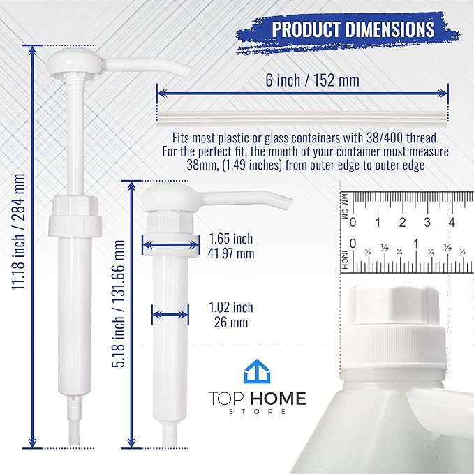 Heavy Duty Replacement Pump Dispensers for Gallons & Jugs, Suitable for Shampoo, Conditioner, Paint and Condiments, 2 Pieces, Includes 2 Six Inch Tubes