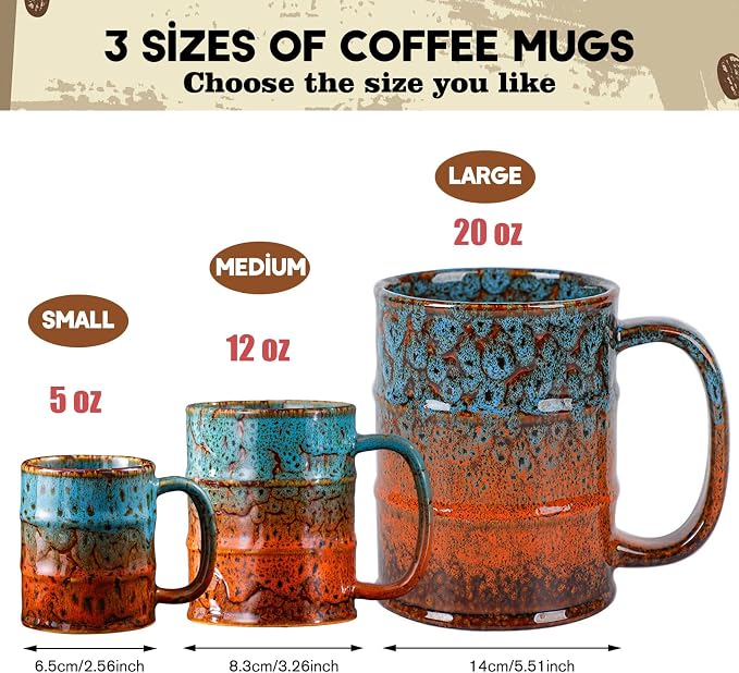 Coffee Mug,20 Oz Coffee Cups Ceramic Tea Cup Large Coffee Mug for Office and Home - Dishwasher and Microwave Safe Novelty Coffee Mug(4,Multicolour-4pcs) - Image 3