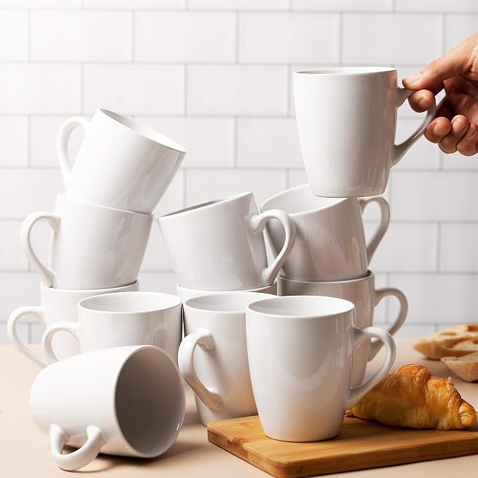 BTaT- White Coffee Mug Set, 12 Pack, 12oz, Ceramic Coffee Cups | Bulk Mug Set for Home, Office, Café, Hot Beverages, Tea, Cappuccino, Everyday Drinkware Use - Image 6