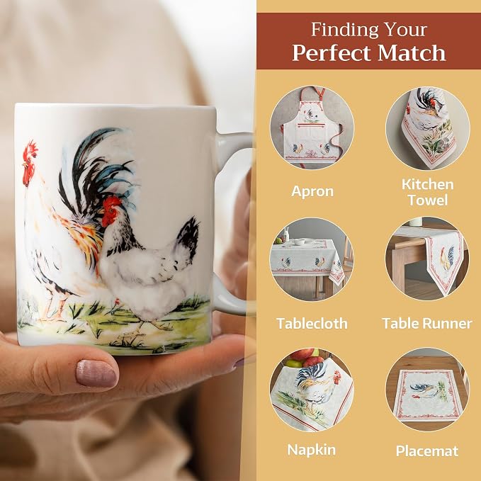 Maison d' Hermine Coffee Mug with Handles Tea Cups (15 Ounce, Pack of 2) | Fine Bone China Coffee Mugs for Hot Beverages Cappuccino Latte Home Restaurant Hotel Spring Summer -Campagne - Image 6