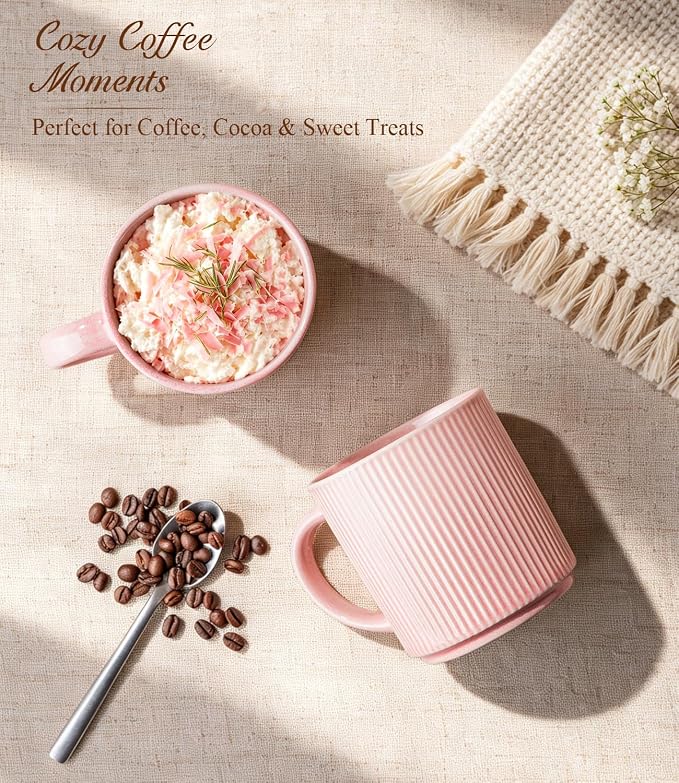 GBhome Coffee Mugs Set of 6，16 oz Coffee Cups with Handle | Cups for Latte, Tea, Cocoa & Milk, Ideal for Daily Use & Gifts, Microwave & Dishwasher Safe, Blush Pink - Image 2