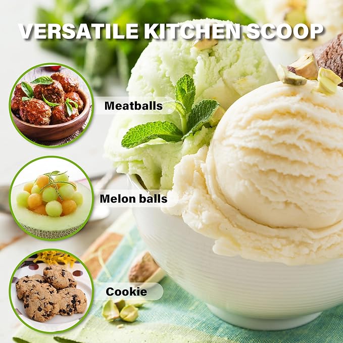 Cookie Scoop 3 Tbsp, TJ POP Professional Stainless Steel Ice Cream Scoop 50 mm, Good Soft Grips, Quick Trigger Release, 45 ml