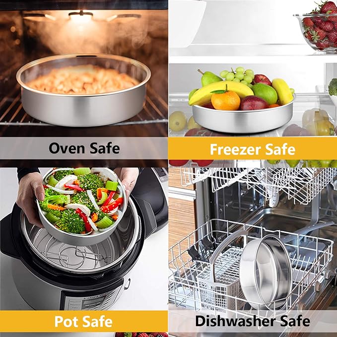 P&P CHEF Cake Pan Set of 3, 8" + 9.5" + 11" Round Baking Layer Cake Pan Tin | Stainless Steel & Mirror Finish, Bakeware for Birthday Weeding Anniversary, Heavy Duty & Non Toxic, Oven & Dishwasher Safe - Image 7