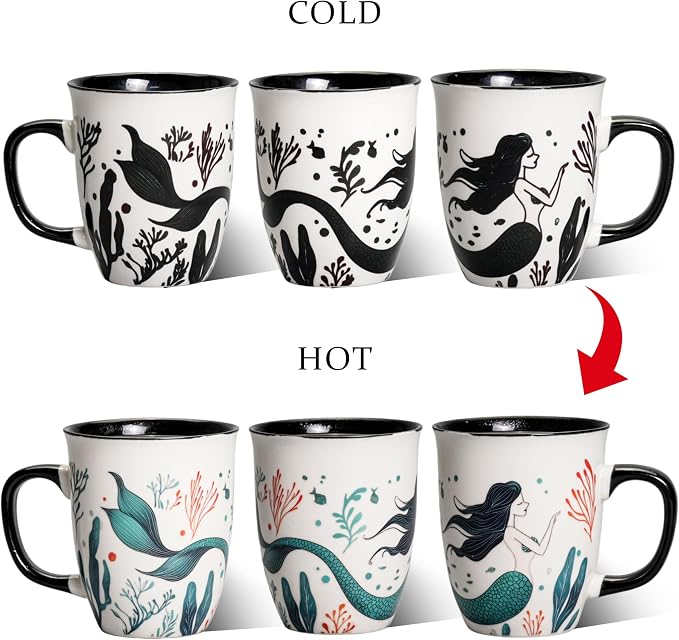 Mermaid Color Changing Coffee Mug 16oz | Ceramic Heat Sensitive Cup for Home & Office, Funny Christmas Birthday Gifts for Mermaid Lovers Men Women - Image 5