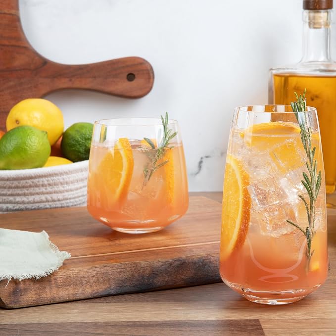 Larder & Vine Crystalline Glassware Tumbler Set, Artisan Drinkware for Cocktails, Water, Whiskey or Spirits, Handmade in Poland (Cafe Tall) - Image 5