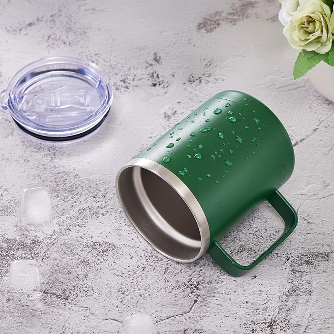 MEWAY 12oz Coffee Mug With Handle and Sliding Lid,Stainless Steel Travel Tumbler Cup with Handle,Double Wall Vacuum Insulated Camping Cup for Hot & Cold Drinks Tea (Forest Green,Set of 1) - Image 7