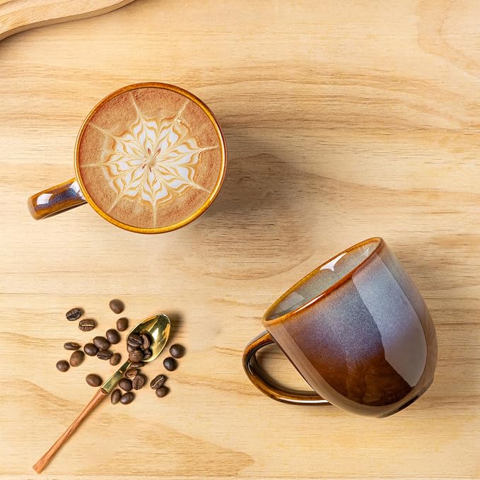 theterra Ceramic Coffee Mugs Set of 6, 12 oz Coffee Cups with Handle | Handmade, Suitable for Latte, Tea, Milk, Beer & Hot Cocoa, Dusk Blue - Image 3