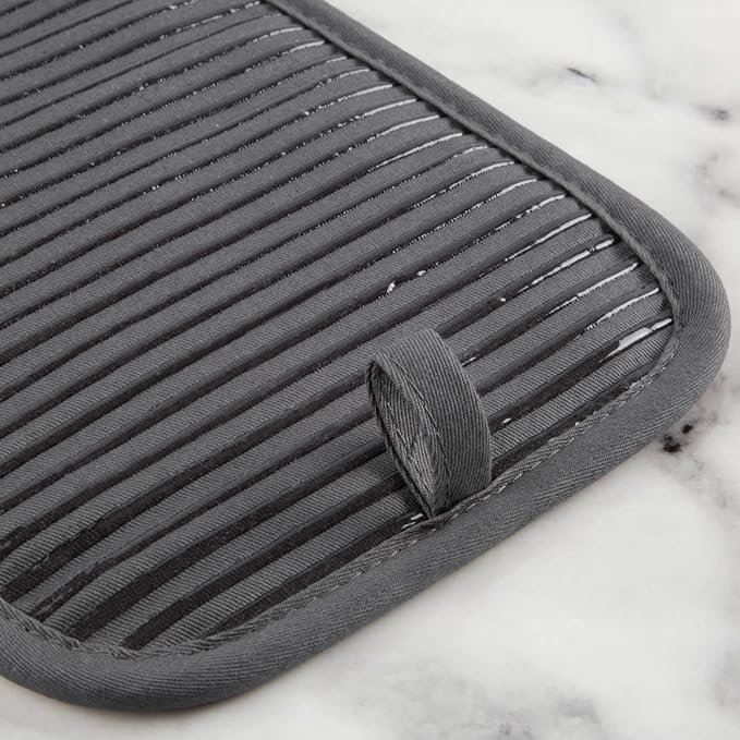 KitchenAid Quilted Cotton Terry Cloth Oven Mitt, Pot Holder, Kitchen Towel 4-Pack Set, Heat Resistant, Silicone Grip, Gift Set, Charcoal Grey, 16"x26", 7"x13" & 7"x10" - Image 6