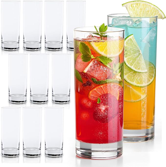 LEMONSODA Premium Highball 12oz/15oz Glass Sets - Elegant Tom Collins Glasses - Tall Water Drinking Glasses - Bar Glassware for Mojito, Whiskey, Cocktail (15oz, Set of 12) by LEMONSODA