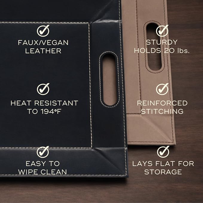 2-in-1 Serving Tray & Placemat | Faux Leather & Reversible | Lays Flat as a Placemat or Folds into an Ottoman Food Tray, Easy to Clean - Image 6