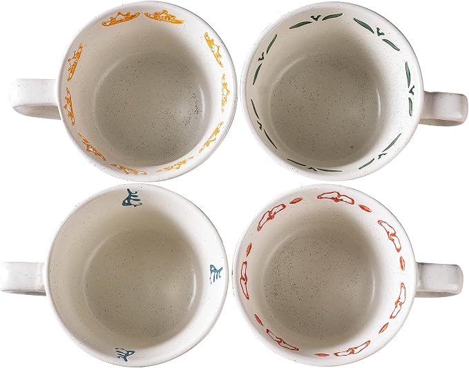 Ceramic Mugs 11 oz Unique Luxurious Cups Set of 4, Mug for Coffee Milk Latte Cappuccino Tea, Office Home Kitchen Use, Dishwasher Birthday Gift Microwave Freezer Safe Stoneware Mixed - Image 7