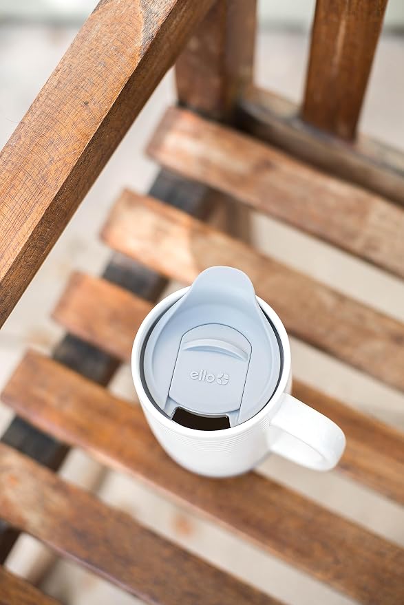 Ello Jane 18oz Ceramic Travel Mug with Handle, Splash-Resistant Slider Lid and Built-in Coaster, Perfect for Coffee and Tea, BPA Free, Dishwasher Safe, Holiday Gift Her Him, Gray (Pack of 12) - Image 6
