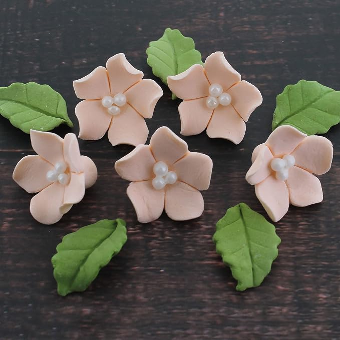 Global Sugar Art 24-Count Mini Peach Edible Flowers Cake Decorations | Mini orange edible flowers, mini edible flowers cake decorations, orange edible flowers, edible blossoms, peach leaves - Image 9