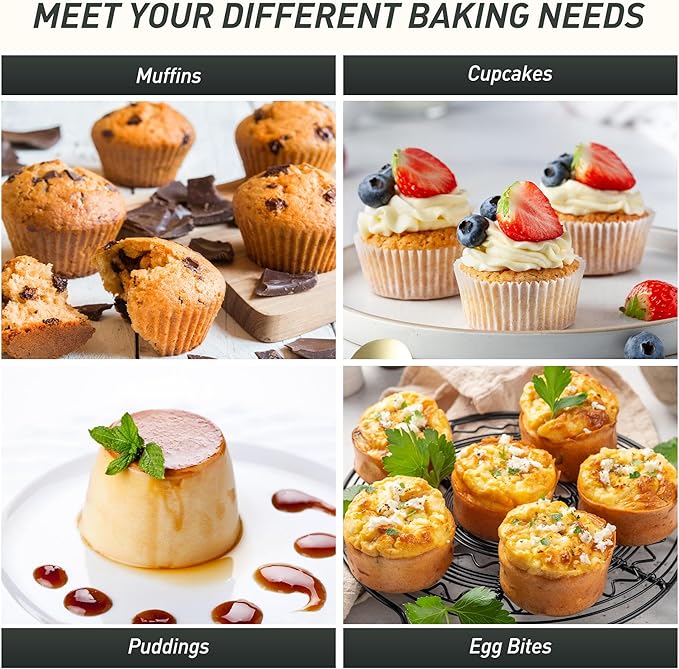 2 Packs 12 Cups Silicone Muffin Pan for Baking with Metal Reinforced Frame Regular Size Cupcake Pan Tray Chocolate Egg Pizza Bites Oven Top Cookie Molds Muffin Tin Tart Pans Sheet Set Bakeware Liner