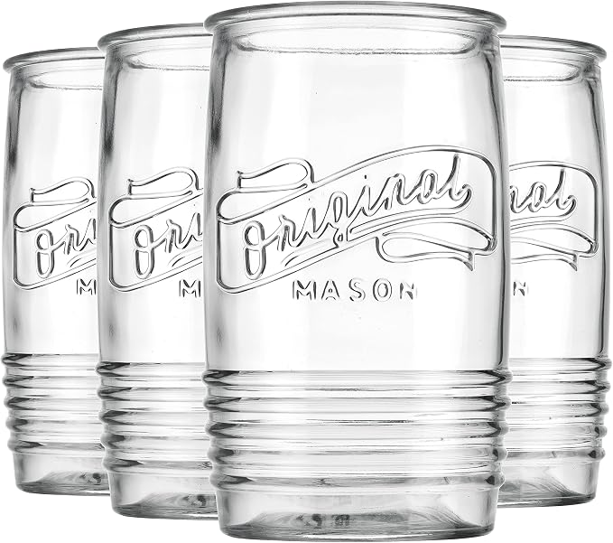 Glaver's Glass Tumbler Drinking Glasses Set of 4 – Genuine Artisan-Made Vintage Italian Original Mason – Elegant 20 Oz Clear Tumbler Glassware Set for Refreshing Drinks, Beverages, Iced Tea. - Image 5