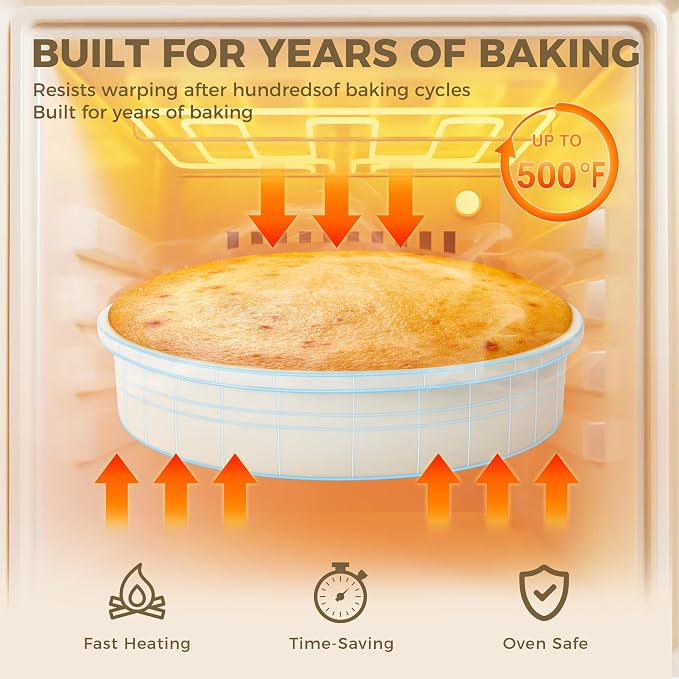 Ceramic Nonstick 9” Round Cake Pans, Heavy-Duty Aluminized Steel | Non-Toxic 9 Inch Round Cake with Diamond Texture, Cake Pans 9 Inch Round for Baking Cheesecake, Cream, 2-Pack - Image 3