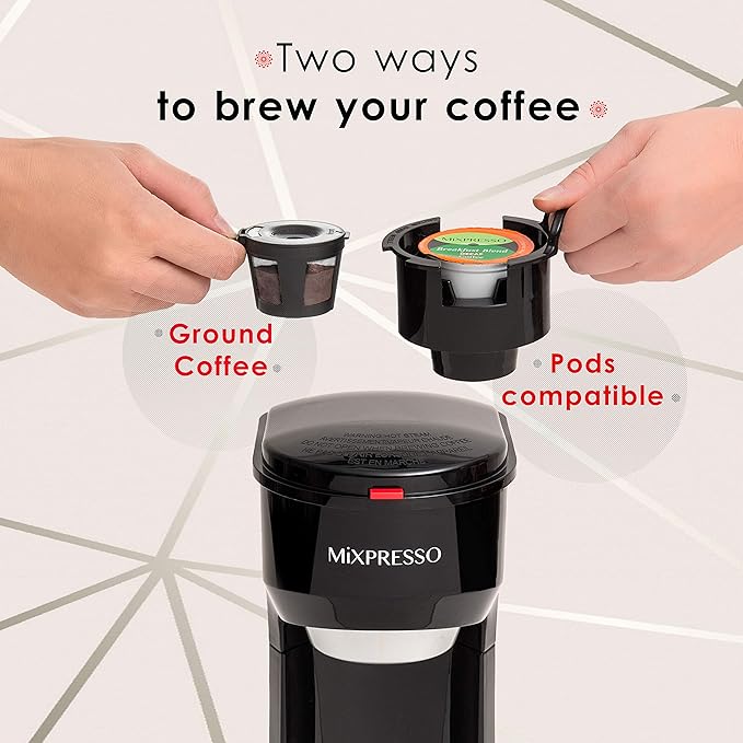 Mixpresso Single Serve Coffee Maker K Cup Coffee Maker for K Pods & Grounds | Compact 800W White Coffee Machine with 14 Oz Water Tank, Fast Brew & Auto Shut-Off, Small Design for Travel RV, Office& Dorm - Image 3