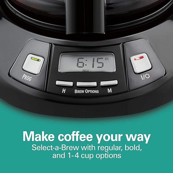 Hamilton Beach 12 Cup Programmable Drip Coffee Maker | Regular & Bold Brew Options | Auto Pause and Pour | Glass Carafe | Black Stainless | 46293J - Image 3