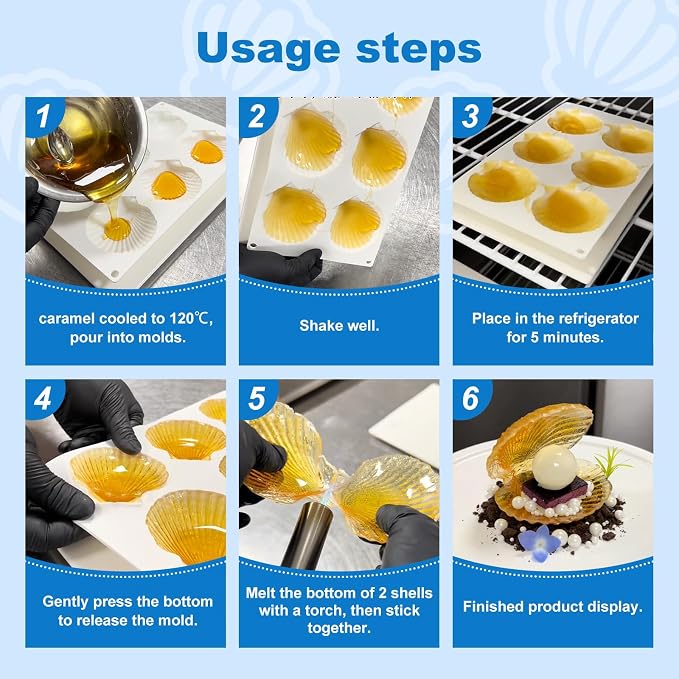 Shell Shaped Silicone Molds, Large Seashell Baking Molds 6-Cavity | Marine Theme Chocolate Cake Fondant Molds for Biscuit Baking Cake Decora 3D Ocean Epoxy Resin Crafting Projects, Non-stick - Image 5