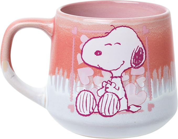 Silver Buffalo Peanuts Snoopy Hearts Love, Reactive Glaze Pottery Mug, 18oz | Tapered Shape, 0.53 Liters - Image 2