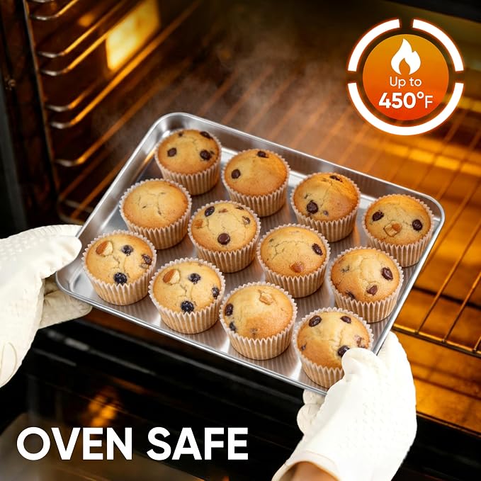 LIANYU Baking Sheet Pans, 12.4x9.7 Inch Cookie Baking Pans, 12 Pack | Commercial Grade Quarter Sheet Pan, Bakeware Cookie Tray, Mirror Finish, Non Toxic, Easy Clean, Dishwasher Safe, Bulk Set - Image 4