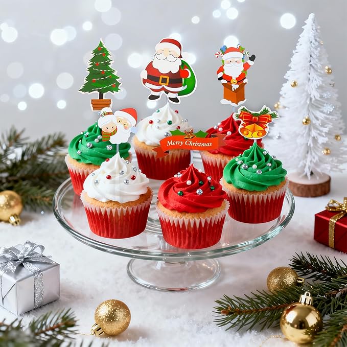 Silicone Cupcake Pan with Christmas Topper: 12 Cup Muffin Pan with Metal Reinforced Frame, Regular Size Cupcake Tray for Baking, BPA Free Silicone Muffin Tray, Dishwasher Safe (1 Pack, Red)