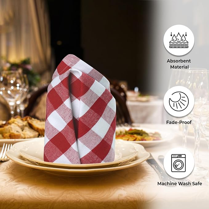 Urban Villa Cloth Napkins Cotton 20x20 (Set of 6) Red - Image 8