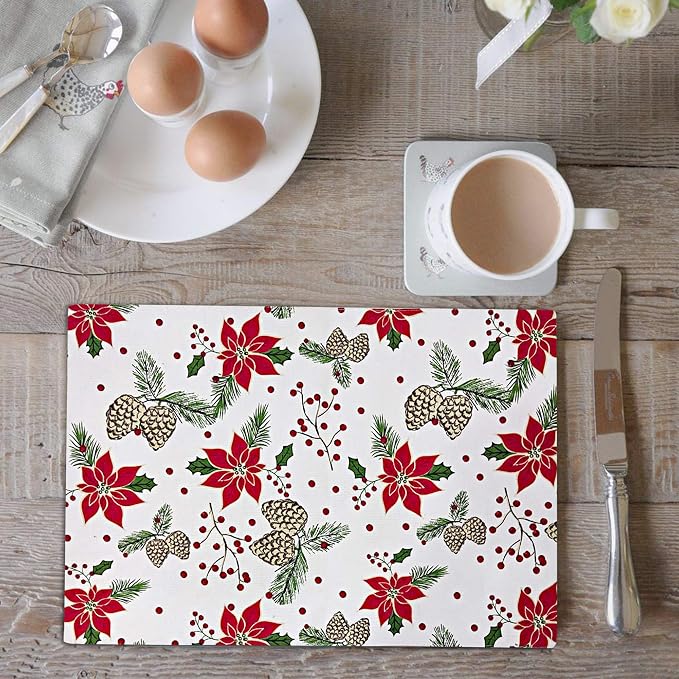 Urban Villa Two Tone Placemat Cotton Tablemat 14x20 (Set of 6) Pine Cone - Image 6