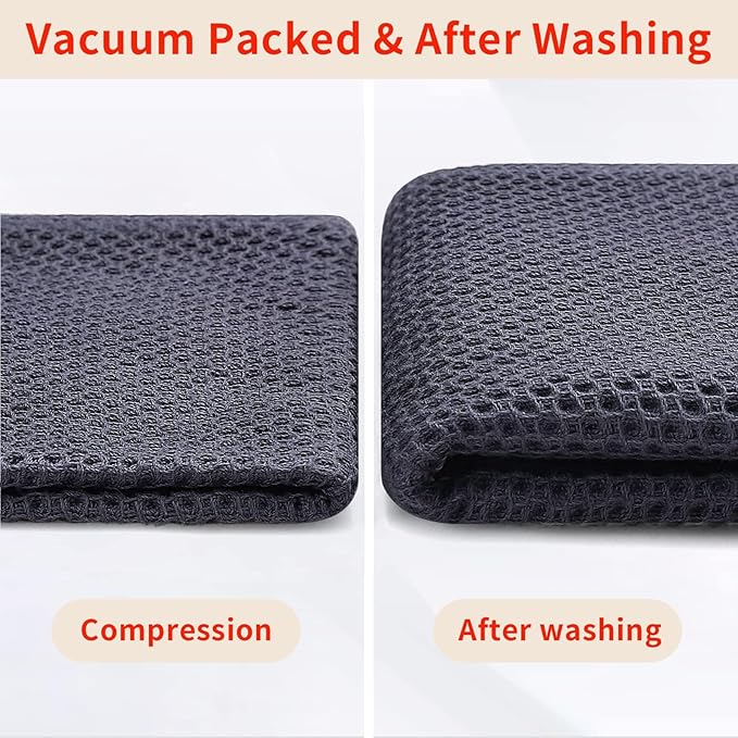 Homaxy 100% Cotton Waffle Weave Kitchen Dish Towels 24-Pack, Dark Grey | 13 x 28 Inches, Ultra Soft Absorbent Dish Towels, Quick Drying Cleaning Towels - Image 7