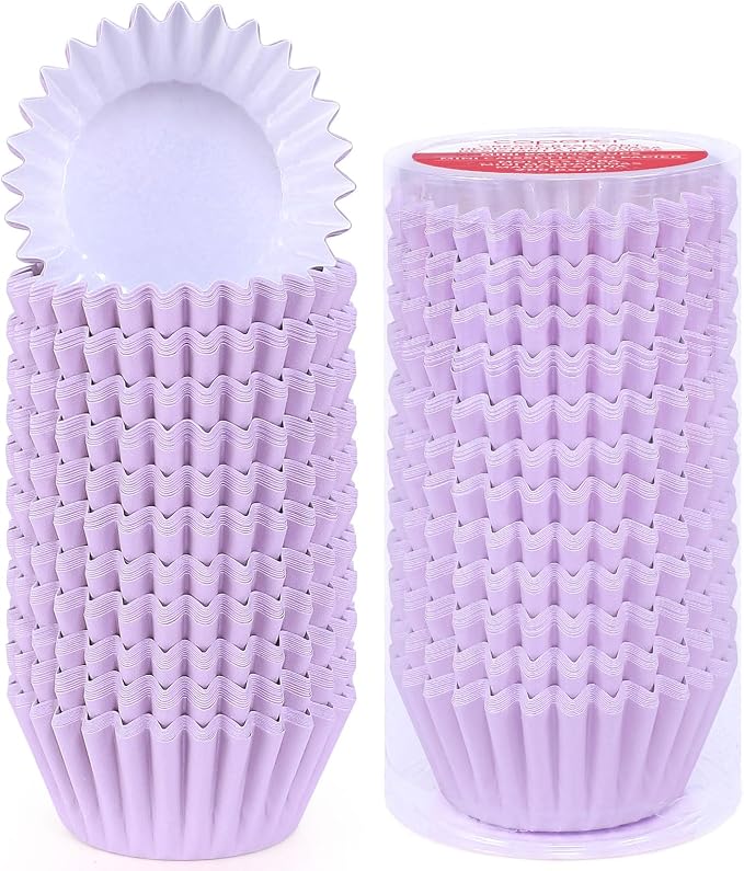 Caperci Heavy Duty Standard Purple Cupcake Liners 150 Counts - Grease-Resistant Paper Muffin Baking Cups, Odorless, No Muffin Pan Needed, Easily Peels (Orchid Bloom) by Caperci