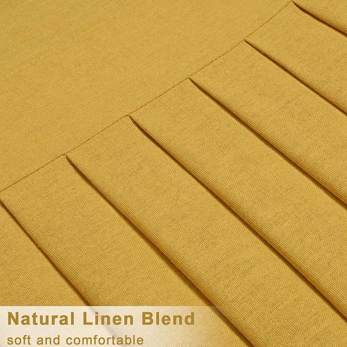 Likiyol Linen Valances for Windows Farmhouse Ruffle Swag Valance Rustic Country Window Valances Light Filtering Kitchen Curtains Rod Pocket Valance Curtains for Bathroom Cafe, Yellow, 60" W x 36" L - Image 8
