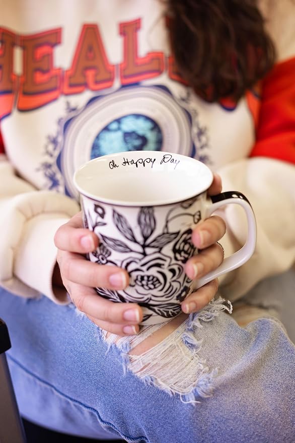 Karma Gifts 14 oz Black and White Boho Mug Western - Cute Coffee and Tea Mug - Ceramic Coffee Mugs for Women and Men - Image 3