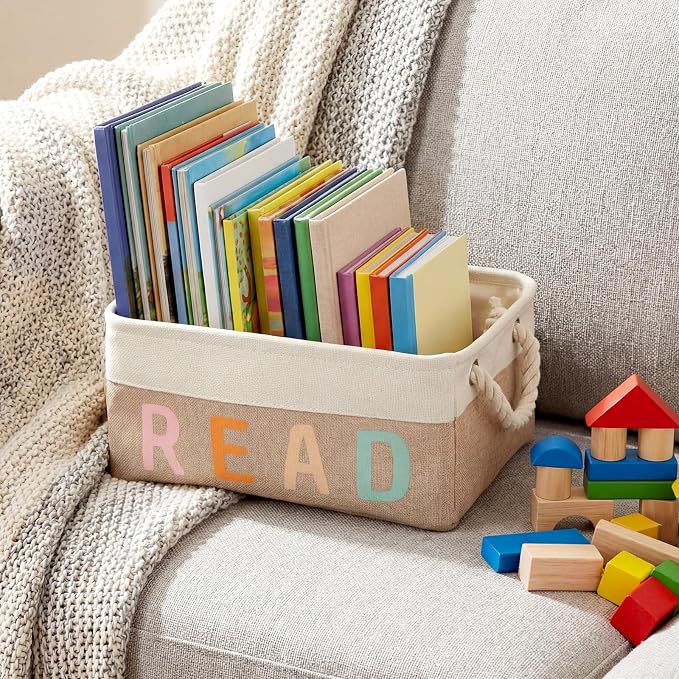 Marsui Read Storage Basket, Reading Corner Organizer Supplies Classroom Library Storage Bin Book Lover Gifts Bookish Bookworm Gift for Kindergarten Elementary Student Reading Corner Accessories - Image 2
