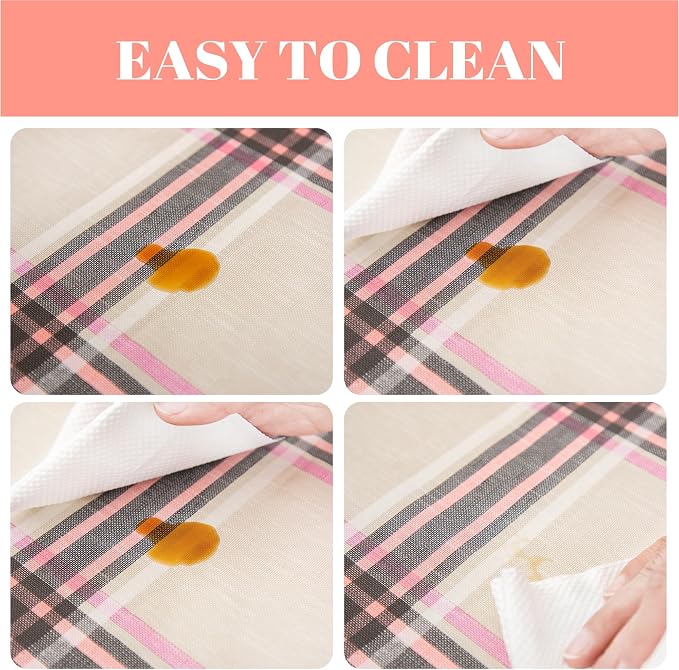 FIFTY FEET 70 * 52 Inch Rectangle Tablecloth, Vinyl Tablecloth with Flannel Backing for Rectangle Tables Waterproof, Spill Proof Plastic Picnic Table Cover for Dining/Camping/Indoor/Outdoor(Plaid-D) - Image 4