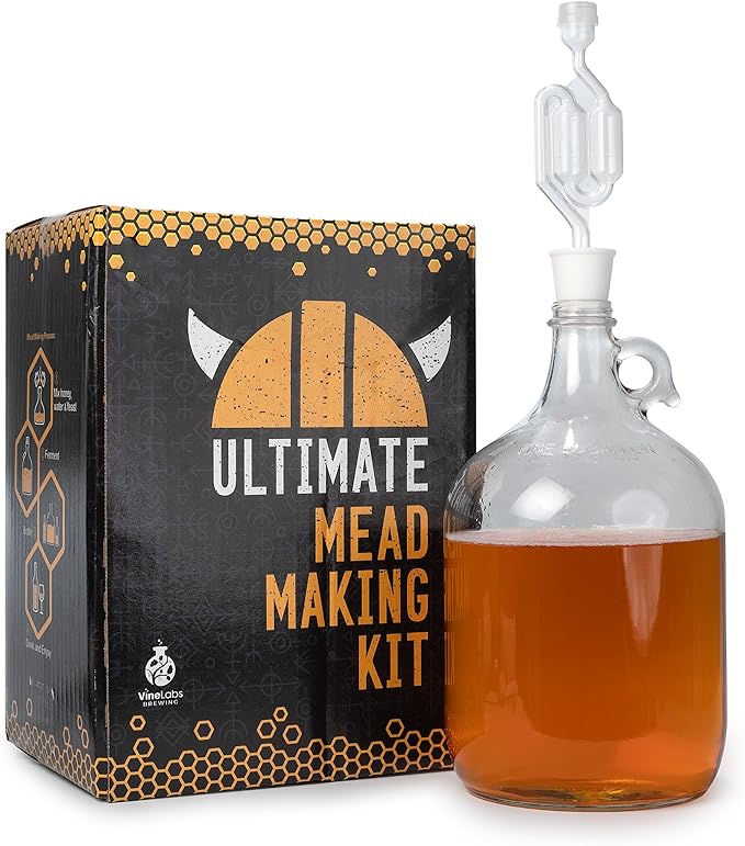 Ultimate Honey Mead Making Kit with Yeast and Starter Home Brew Accessories, Reusable, Step-by-Step Brewing Process, 1 Gallon, Made in the USA