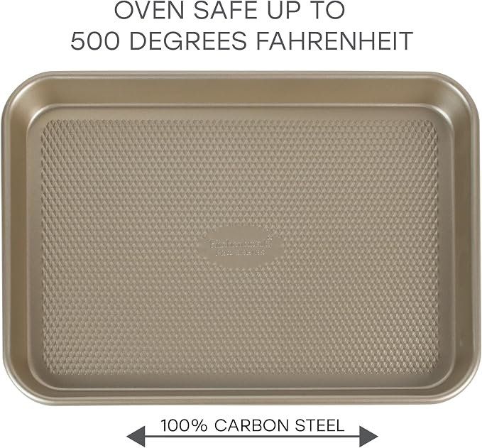 13.5 x 9.6 Inch Small Nonstick Baking Sheet Pan with Diamond Textured Base, Heavy Duty Oven Safe Cookie Tray, Easy Clean Bakeware for Baking Cookies, Pastries & Roasting Vegetables - Image 4
